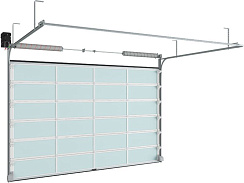 Промышленные секционные ворота ISD02 из алюминиевых панорамных панелей с торсионным механизмом (5800х4000)